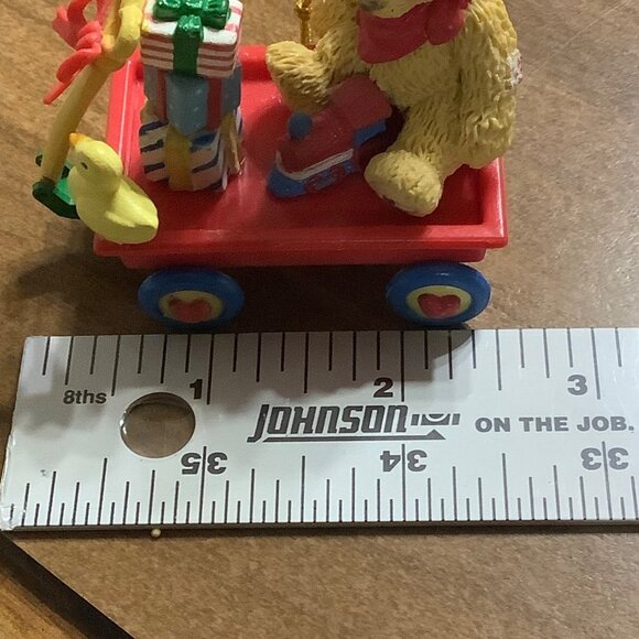 Vtg Priscilla Hillman Cherished Teddies Train Engineer Teddy Bear Wagon Ornament - Picture 5 of 5